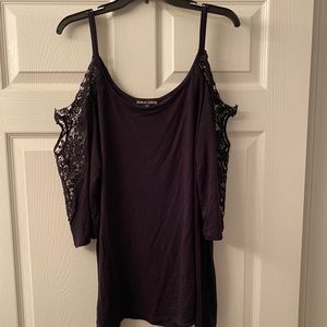 Cold Shoulder Top with Crochet Sleeves